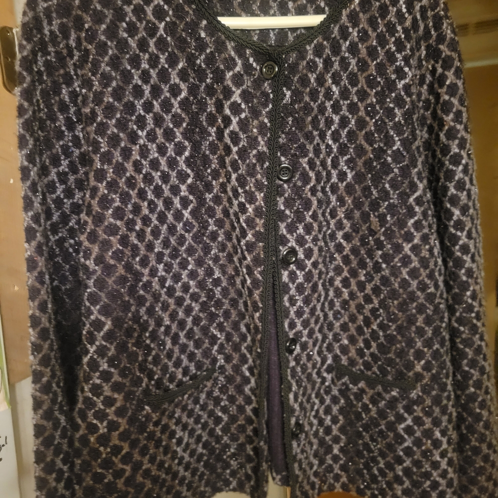 JM Collection Black and Gray Textured Blazer